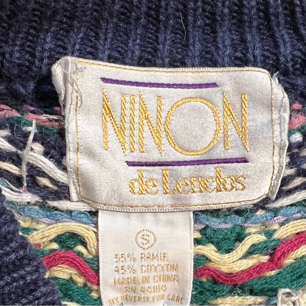 VINTAGE 80s rose floral embroidered‎ fair isle knit sweater cottagecore feminine - Picture 10 of 16
